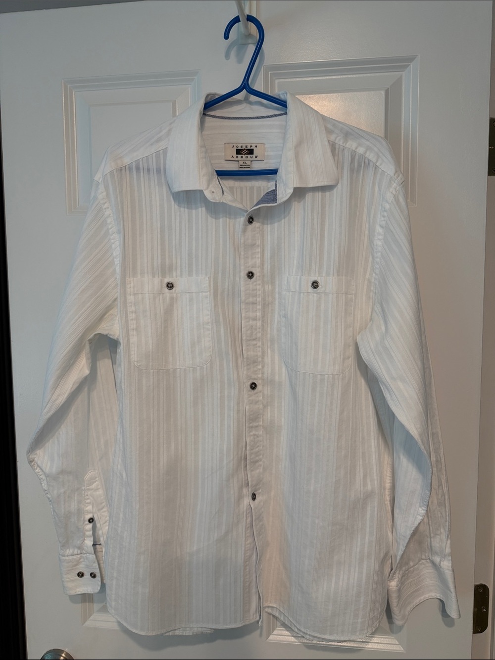 Joseph Abboud White Subtle-Stripe Button-Down Shirt